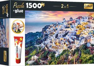 Zestaw puzzli TREFL 2w1 Piękna wyspa Santorini, Grecja 1500 elementów z klejem