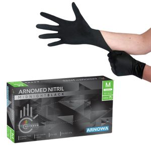Nitril Handschuhe, schwarz, puderfrei, Größe M, 100 Stück