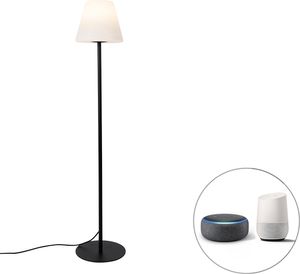 QAZQA - Modern Smarte Outdoor-Stehleuchte I Stehlampe I Standleuchte I Lampe I Leuchte schwarz inkl. Wifi A60 - Virginia I Außenbeleuchtung - Edelstahl Länglich I Oval - LED geeignet E27