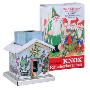 KNOX - Mini Räucherhaus The Little One Motiv Waschhaus mit Räucherkerzen Bunte Mischung - Inhalt 24 Stück, Größe S (Klein)