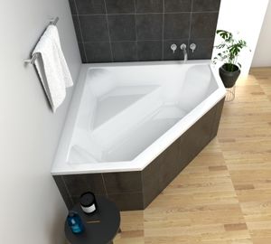 ECOLAM Badewanne Eckbadewanne IRMA 140 x 140 cm Eckwanne + Wanne Acrylwanne Ablaufgarnitur Viega Füße Silikon