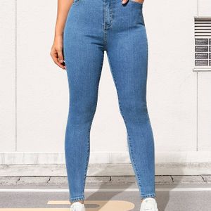 Röhrenjeans mit mittlerer Taille, schmale Passform, hohe Taille, vielseitige Jeanshosen, Damen-Denim-Jeans und -Kleidung