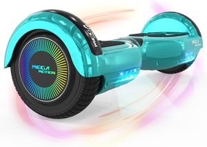 MEGA MOTION Hoverboard,Elektro Scooter 6,5 LED E-Balance Scooter mit Motorbeleuchtung und Bluetooth chrome Grün E-Skateboard