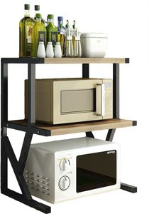 Küchenregale, 3 Ebenen Mikrowellenherdständer, Vierkantrohr-Gewürzregal, Mikrowellenhalter Regal, Mikrowellen Regal, Desktop-Aufbewahrungsregal