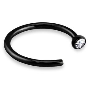 viva-adorno 0,8mm Nasenring Nasenpiercing Piercing Hoop Ring Chirurgenstahl 316L Kristall in verschiedenen Farben Z505,schwarz