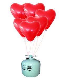 50 Herzballons inkl. Ballongas 420l Helium Hochzeit rot