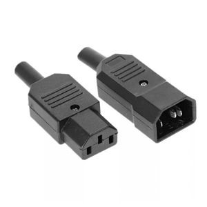 Kaltgeräte C14 Stecker & C13 Kupplung 250V / 10A Netzstecker IEC-320 Stromanschluss, Kaltgeräte Verlängerung Netzanschluss-Buchse Schwarz - C13 Stecker  & C14-Kupplung