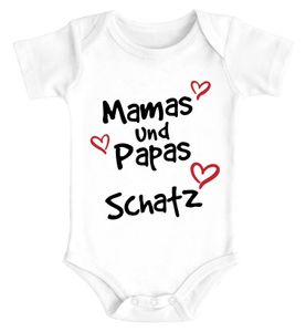 Baby Body mit Spruch Mamas und Papas Schatz mit Herzen Baumwolle Jungen & Mädchen MoonWorks® weiß 3-6 Monate