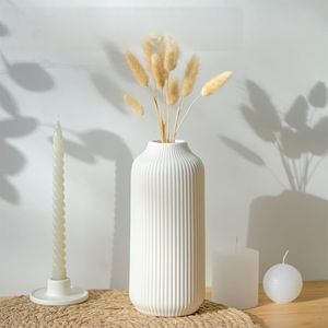 Dekovase Keramik Vase, Pampasgras Vasen matt (Blumen-Pflanzenbehälter, Handgefertigte Getrocknete Blumenbehälter), Geschenk für Hochzeit, Büro, Weihna