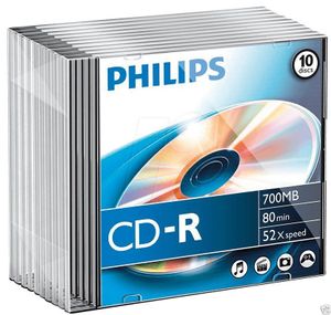 Philips CD-Rohlinge, 80Min, 700MB, Speed 52x, Slimcase (10 Disc)