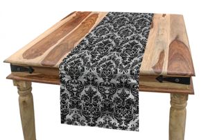 ABAKUHAUS Barock Tischläufer, Weinlese-Spitze-Art, Esszimmer Küche Rechteckiger Dekorativer Tischläufer, 40 x 180 cm, Schwarz und weiß