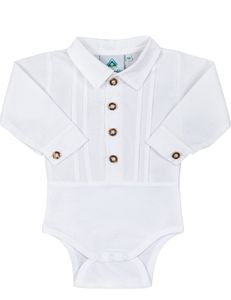 Isar-Trachten Baby Trachtenhemd Body zur Lederhose 60421 | Weiß Größe: 68