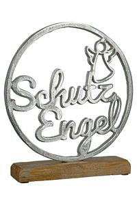 GILDE Alu Mangoholz Kreis Schutzengel 25 cm Schriftzug Liebe Love Engel Angel Aufsteller