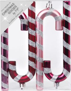 Christbaumschmuck Zuckerstangen 14cm Kunststoff 4er Set - Berry Kiss