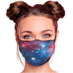 Mundschutz Nasenschutz Behelfs – Maske, waschbar, Filterfach, verstellbar, Motiv Weltall Galaxie