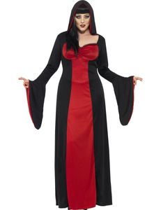 Dunkle Hexe Halloween Damenkostüm schwarz-rot