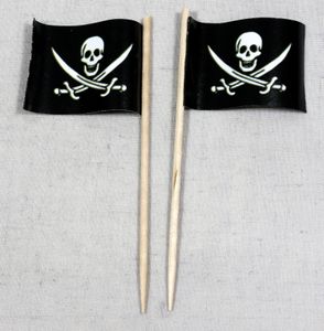 Party-Picker Flagge Pirat (3) Papierfähnchen in Spitzenqualität 25 Stück Beutel