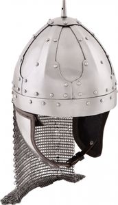 Spangenhelm mit Wangenklappen und Brünne, 2 mm Stahl : M Größe: M