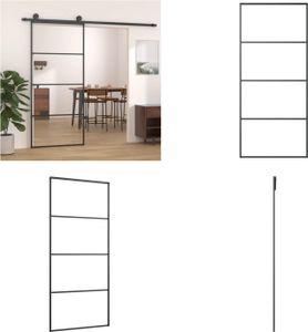 vidaXL Drzwi przesuwne aluminiowe i szklane ESG 90x205 cm czarne - Drzwi szklane - Drzwi szklane - Drzwi aluminiowe - Drzwi aluminiowe