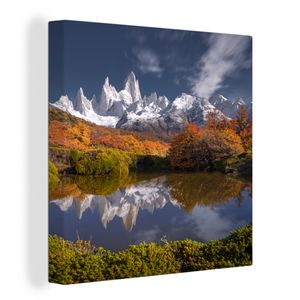 OneMillionCanvasses® - Leinwandbilder -Bild auf Leinwand Wandbild Leinwandbild Chile - See - Herbst, 20x20 cm, Kunstdruck Wandkunst Wohnzimmer Schlafzimmer