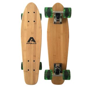 Apollo Fancy Skateboard, Vintage Mini Cruiser | Komplett, 22.5inch | Mini-Board mit Holz Deck | Mini Skateboard mit und ohne LED Wheels | Skateboard Kinder ab 8 Jahre Altersempfehlung - Classic Green