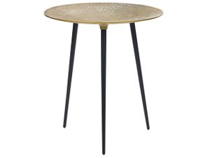 BELIANI Beistelltisch Gold Metall Rund 45 cm mit Schwarzen Beinen Modern Glamourös Dreibeinig Wohnzimmer Ausstattung Möbel Blumenständer BELIANI Beistelltisch Gold Metall Rund 45 cm mit Schwarzen Beinen Modern Glamourös Dreibeinig Wohnzimmer Ausstattung Möbel Blumenständer