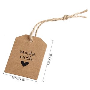 Oblique Unique 20 Geschenkanhänger Etiketten Hochzeitsdeko Geschenkdeko Anhänger mit Schnur und made with Love Motiv