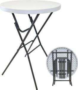 Stehtisch klappbar Ø 80 cm Tischplatte Höhe 110 cm Stahlgestell Partytisch Bistrotisch in Weiß Stehtisch klappbar Ø 80 cm Tischplatte Höhe 110 cm Stahlgestell Partytisch Bistrotisch in Weiß
