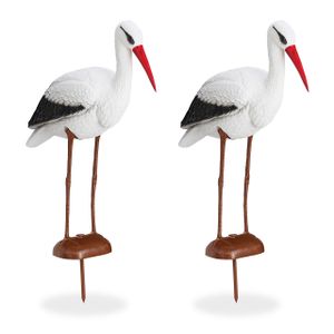 relaxdays 2 x Gartenfigur Storch