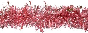 Weihnachtsgirlande Lametta 8cm x 3m inkl. kleine Sterne Altrosa