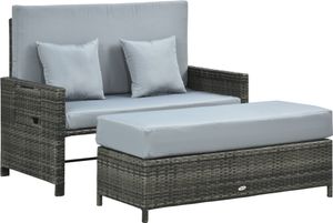 Outsunny Poliuretanowy zestaw wypoczynkowy sofa 2-osobowa stołek leżak brązowy 862-012-1 Outsunny Poliuretanowy zestaw wypoczynkowy sofa 2-osobowa stołek leżak brązowy 862-012-1