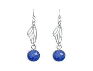 Gemshine - Damen - Ohrringe - 925 Silber - Schmetterling Flügel - Saphir - Blau - 4 cm