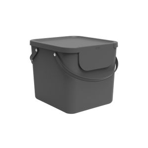 Rotho Mülltrennsystem 40L Albula - Mülleimer 40,0 x 35,8 x 34,0 cm - Abfalleimer Kunststoff mit Griffen - Müllbehälter mit Deckel und Aufklebern