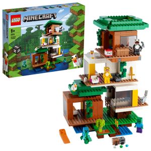 LEGO 21174 Minecraft Das moderne Baumhaus Spielzeug, Set für Jungen und Mädchen ab 9 Jahren mit Figuren