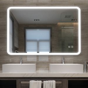 LED Badspiegel 100x60cm Wandspiegel TOUCH Badezimmerspiegel mit Beleuchtung Rechteck beschlagfrei