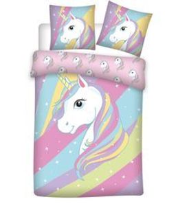 Unicorn Einhorn Mädchen Bettwäsche-Set 135/200 + 80/80 cm 100% Baumwolle