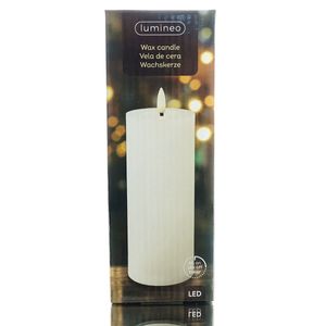 Lumineo LED Wachskerze White weiß Ø 7 cm Höhe 19 cm warmweiß Indoor