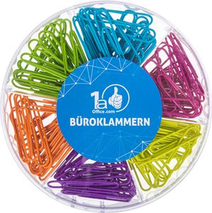 Dynatech Büroklammer 5cm, 150er Box sort. in grün, blau, lila, pink, orange, gelb