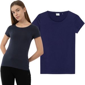 4F Damen T-Shirt Sport Baumwolle F731, Farbe: Dunkelblau, Große: M