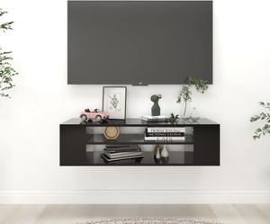 The Living Store TV-Hängeschrank Schwarz 100x30x26,5 cm Holzwerkstoff