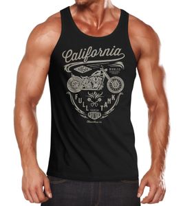 Herren Tank-Top Biker Motorrad Schriftzug California Full Tank Muskelshirt Muscle Shirt Neverless® schwarz XXL