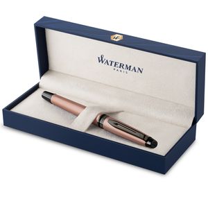 Waterman Expert Kugelschreiber | Rotgoldfarbene Metallic-Lackierung mit Ruthenium-Zierteilen | Mittlere Spitze | Blaue Tinte | In Geschenkbox