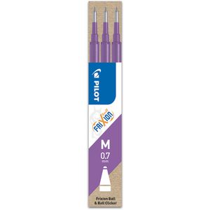 Pilot, wkład uzupełniający Roller FriXion Ball, 0,7, 3 szt., (M) średni, liliowy