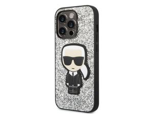 Karl Lagerfeld KLHCP14LGFKPG hard silikonové pouzdro iPhone 14 PRO 6.1" silver Glitter Flakes Ikonik