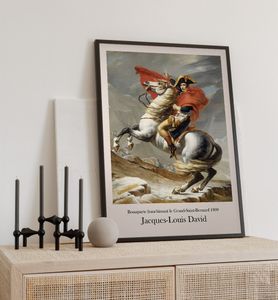 Poster Bonaparte beim Überschreiten David, groesse_poster:40x50 cm, groesse_rahmen:schwarz 40x50 cm