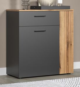 Kommode "Astebeen" Sideboard in grau mit Evoke Eiche 80 x 86 cm, Staboptik