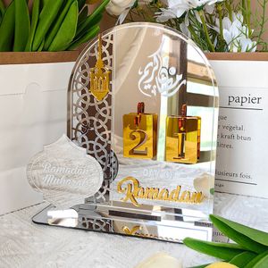 Eid-Adventskalender, Ramadan Kalender aus Acryl, 30 Tage Countdown Ramadan Kalender, Ramadan-Kalender Elegante Mubarak Ramadan Deko(Silber+Gold)