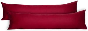WOLTU 2er-Set Kissenbezug Kissenhülle 100% Baumwolle mit Reissverschluss Sofakissenbezug Dekokissenbezug, Bordeaux 40x145 cm