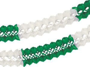 Großraumgirlande, Papier Ø 16 cm · 10 m grün/weiss schwer entflammbar