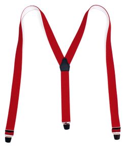 Schompi Herren Hosenträger Breit - Vintage Unifarben Rockabilly Y-Form Braces Extra Stark Farbauswahl, Farbe:Rot